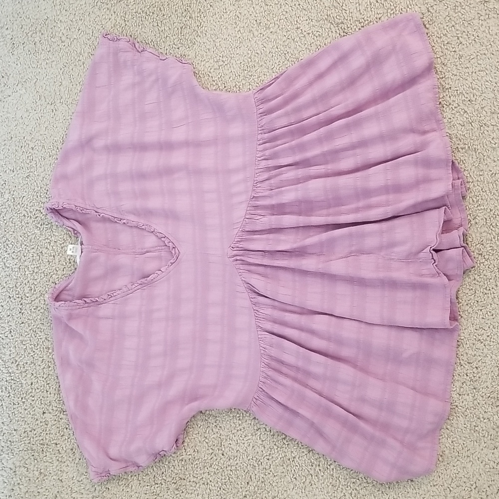 Time And Tru Medium Flowy Ruffle Casual Purple Top